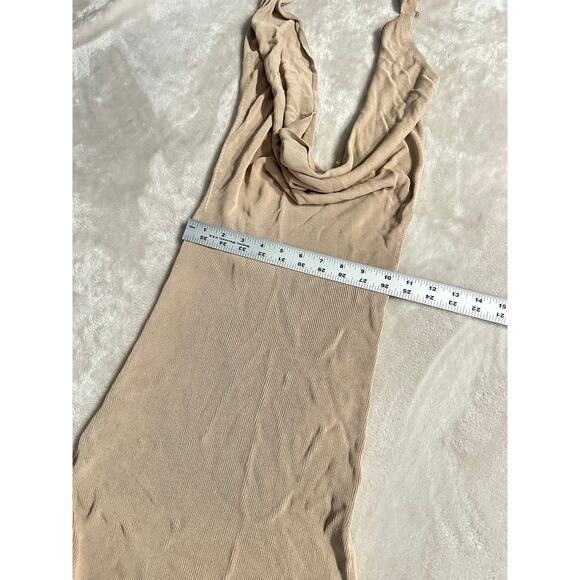 Aya Muse Tipo Mini Dress Women's XS Beige Cowl Neck Open Back Halter $650 - Picture 9 of 11